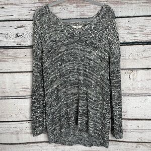 JACK Black & White Textured Hi Lo Hem Pullover Sweater Long Sleeves‎ Size Small